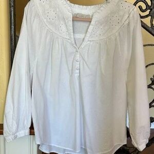 LOFT white peasant style blouse